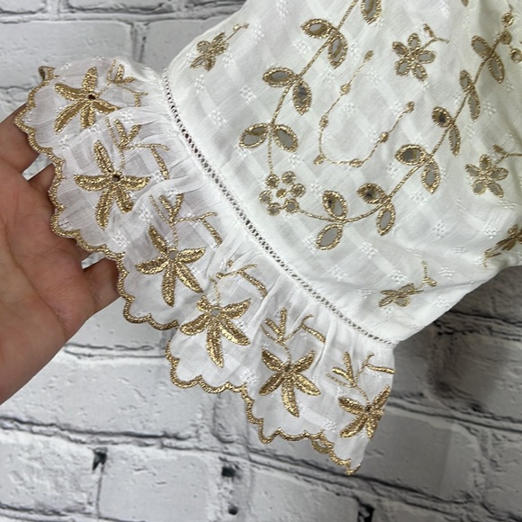 NEW LoveShackFancy Augusta midi dress white gold velvet belt size 4 - Picture 5 of 14